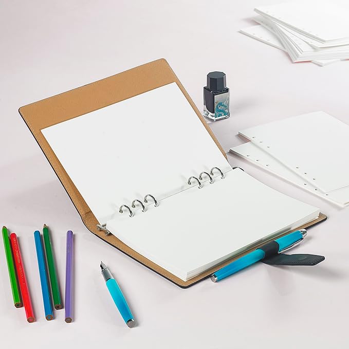 A5 Loose Leaf Refill Paper, 210x142mm, 135 Sheets Plain White Planner Refills, 6 Ring Binder Compatible, 100GSM Insert Papers for Notebooks, School, Office, College Notes, Journaling & Printing