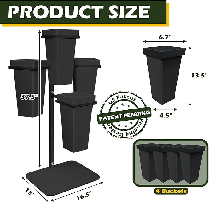 PROLEE Flower Display Stand with Buckets, Wedding Flower Cart Display Stand with Wheels,Flower Stand for Wedding Party, Events and Garden Decor (Black)