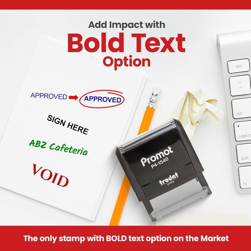 Promot Self Inking Custom Name Stamp - Personalized Office & Business Label | Choose Font & Ink Color - Small