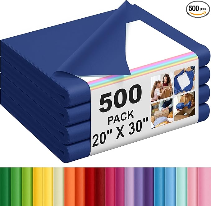 Qilery 500 Sheets Navy Blue Tissue Paper Bulk for Gift Bags 20 x 30 Inch Acid Free Wrapping Packaging Paper Sheets for Winter Hanukkah Christmas Decor DIY Crafts, Birthday Party, Shipping Packing
