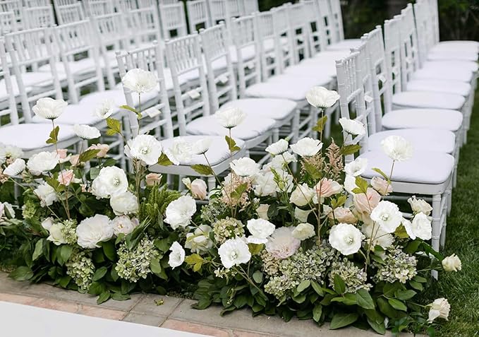 30 Heads 6 PCS White Poppy Flowers Artificial 32 in Silk Poppy Flowers for Wedding Home Party Table Centerpiece Arrangement Decoration (White)
