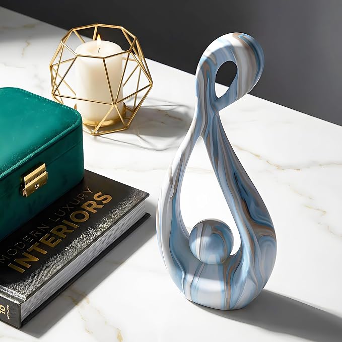 Blue Table Decor Sculptures Home Decor, Ceramic Statue Living Room Decoration, Abstract Art Sculpture Table Centerpieces, Modern Shelf Entryway Coffee Table Decor
