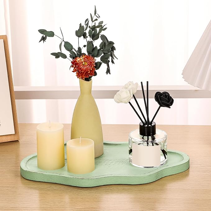 Small Decorative Tray Wood Decorative Serving Tray for Candles Perfume, Cloud Wooden Jewelry Tray Trinket Dish, Wooden Trays for Coffee Table Home Decor
