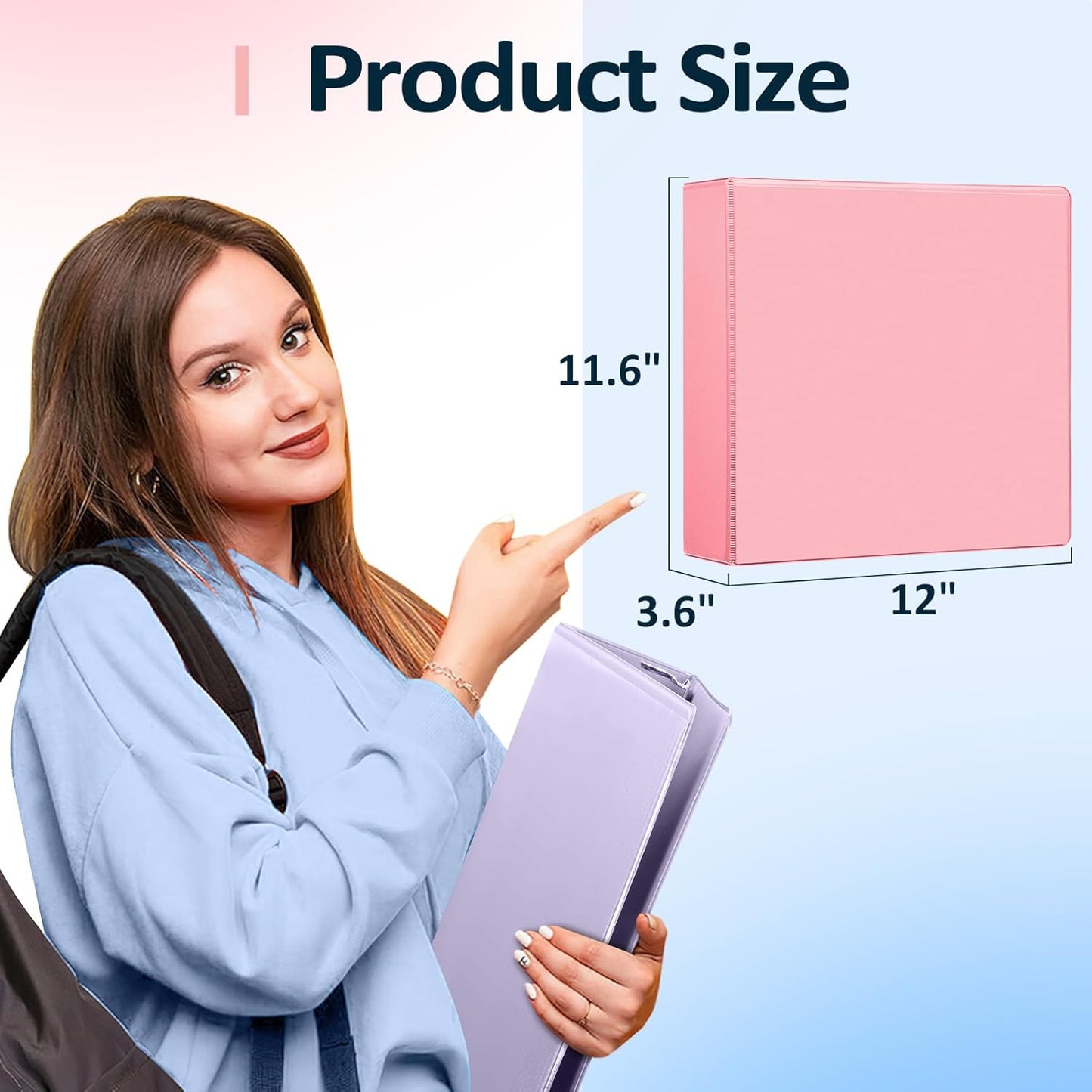 Sooez BinderX Extra Durable 1.5-Inch 3-Ring Binder - Holds 400 Sheets | Customizable View Cover, Light Green