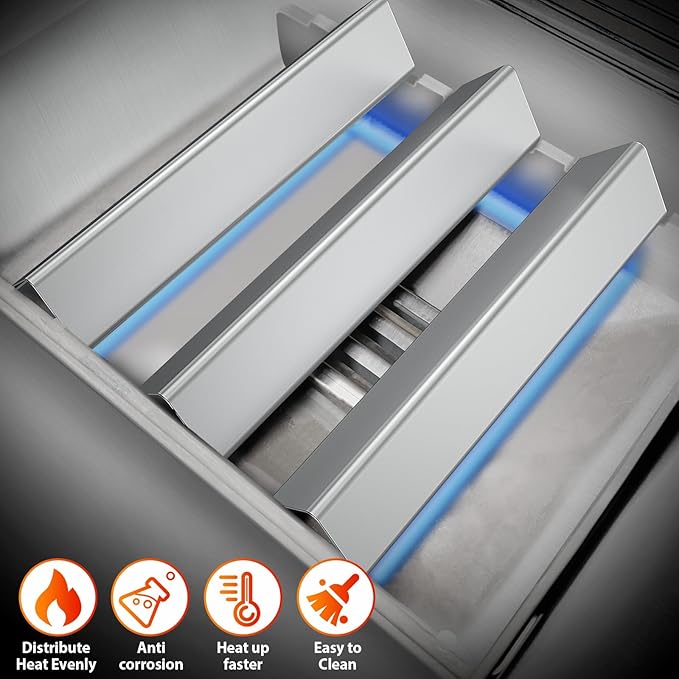 Uniflasy 7635 15.3 Inch Flavorizer Bars for Weber Spirit I and II 200 Series Replacement Parts,Spirit E210 S210 E220 S220 Gas Grills with Front Control Knobs, Stainless Steel Heat Plate Grill Parts