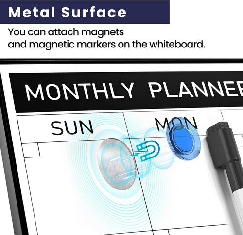 Regine Switzerland Dry Erase Calendar Cork Board Combo - 18x24 Inches Magnetic Whiteboard for Home & Office