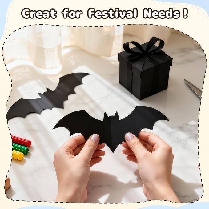 120 Sheets Cardstock 8.5x11, 65lb Black Card Stock, Black Construction Paper, 180gsm Thick Printer Paper for Printing, Painting, Card Making, Kids School Supplies,Party Decorations