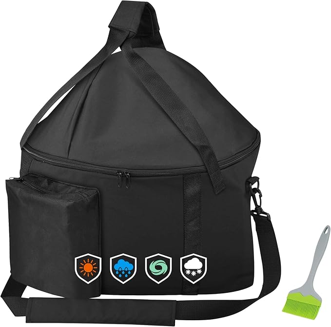 EZ-DONGTENG Portable Grill Carry Bag Compatible with Weber Smokey Joe 14-inch Charcoal Grill and Smokey Joe Premium 14-inch Charcoal Grill, with Pocket, Handle and Shoulder Strap, Black