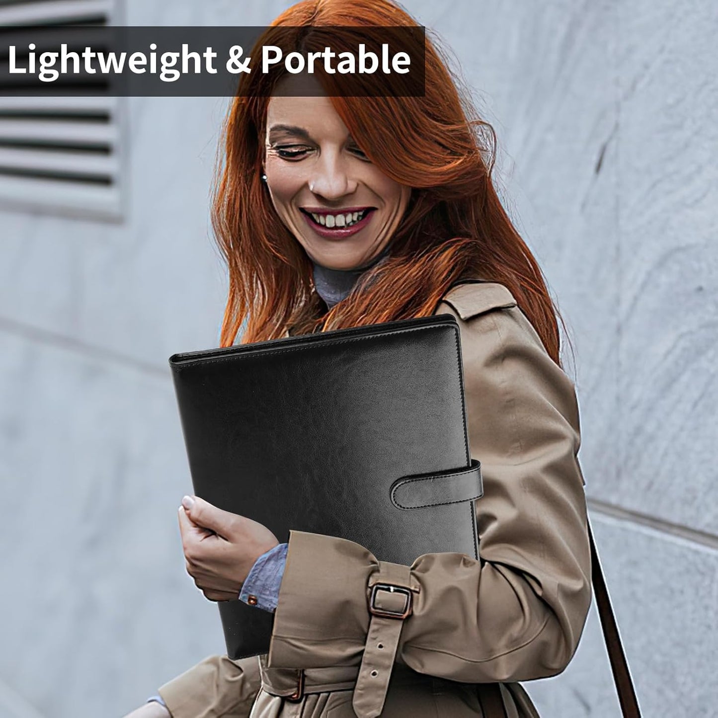 Skiennix Professional Padfolio - Faux Leather Portfolio with Clipboard | A4 Letter Size Organizer in Black