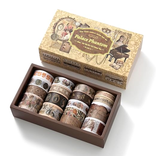 Auguro 18 Rolls Vintage Victorian Washi Tape Set Journal Tape for Crafts and Journaling DIY Scrapbooking Supplies washi Tape for Scrapbooking Decorative Tape