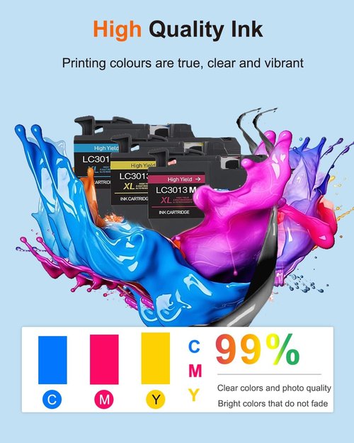 Brother LC3013 High Yield Color Ink Cartridges - Replacement for MFC-J491DW, MFC-J497DW, MFC-J690DW, MFC-J895DW Printers | 3-Pack (Cyan, Magenta, Yellow)