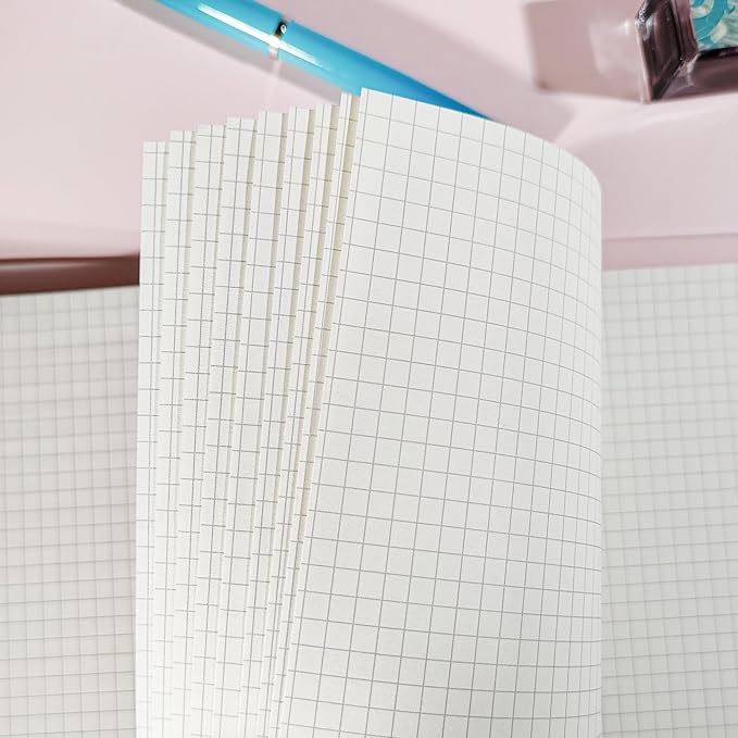 90 Sheets Planner Refill Paper, 255x180mm, 5mm Squared Inserts Paper B5 9 Holes Binder Grid Notepaper for Filofax Bullet Journals Diary