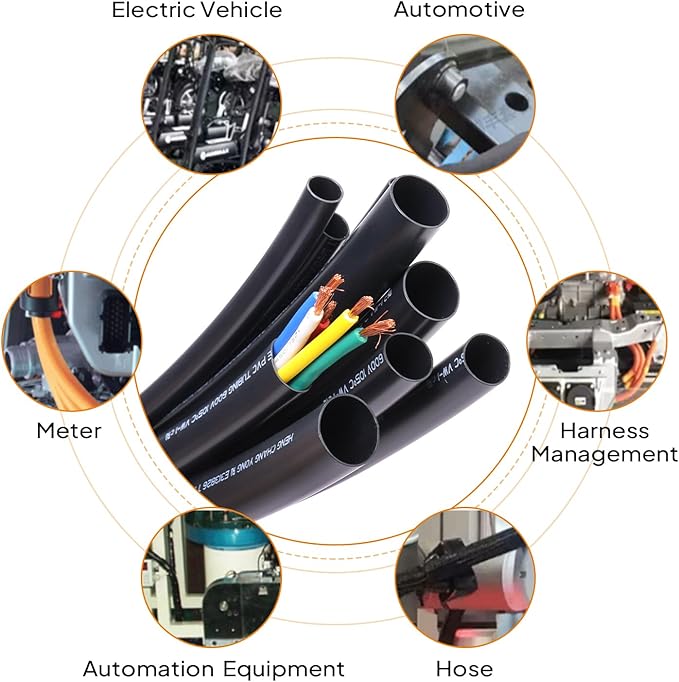 SUNNAREPOON Black Wire Harness Tubing, Car Unshrinkable Insulation Cord Sleeve for Wire Shielding Sheathing Organizer/Protection/Covering (1/4''(7MM) - 10FT(120INCH))