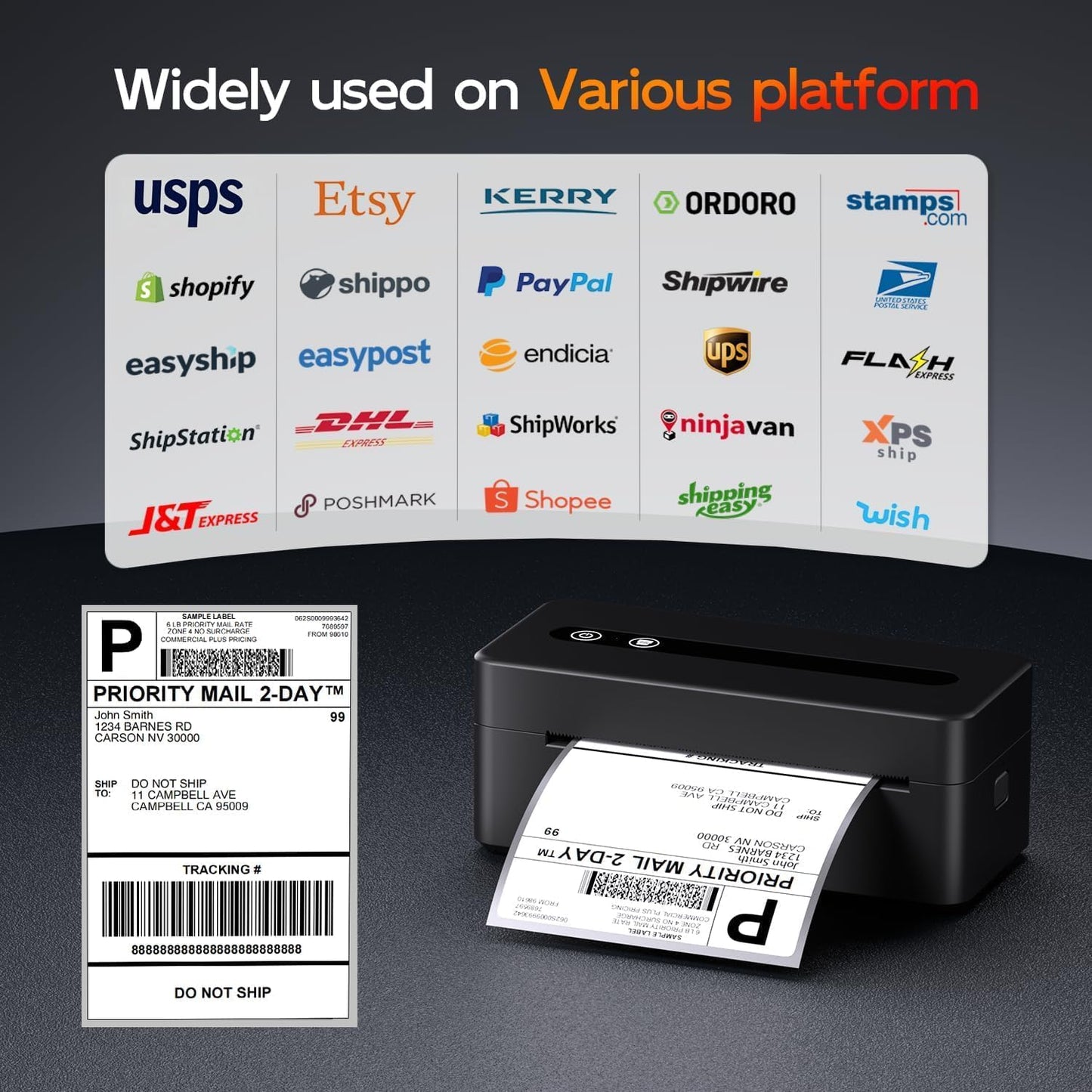 TATTMUSE Bluetooth Thermal Label Printer - Commercial Grade 4x6 Shipping Labels | Wireless Compatibility with iOS, Android, Windows, Mac