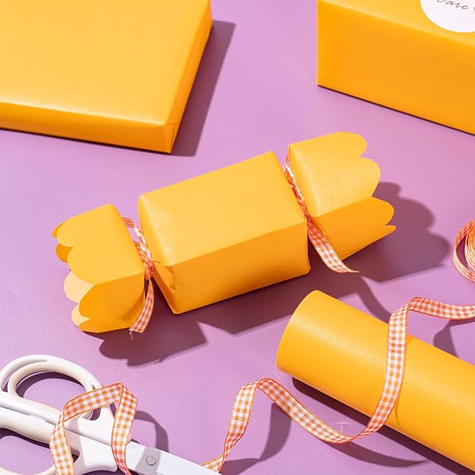 RUSPEPA Yellow Matte Wrapping Paper - Solid Color Pearly - luster Paper Perfect for Wedding, Christmas, Baby Shower -17 Inches X 32.8 Feet