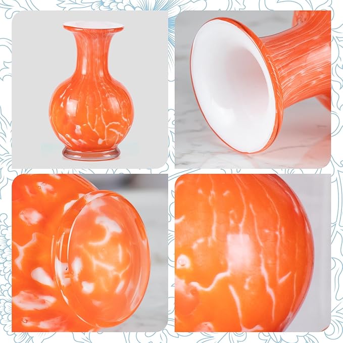 KAMMAK Colored Glass Vase, Beautiful Hand Blown Decorative Vase, Modern Art Vase for Flower Mantle Dining Table Centerpiece, Entryway Living Room Wedding Decoration, HR004