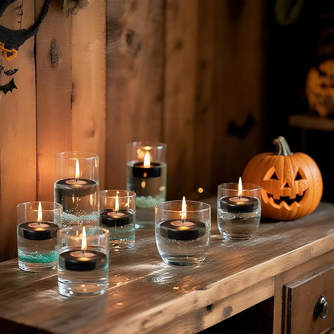 3 inch Floating Candles 36 Packs Black Floating Candles 8-9 Hours Floating Candle for Centerpieces 3” Water Candles for Cylinder Vases, Pool, Wedding, Party