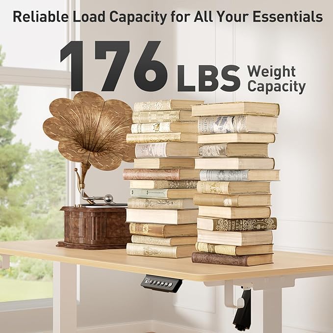 55 x 24 Inch Electric Standing Desk Adjustable Height,Sit Stand Up Desk with Wheels,Home Office,Rising Desk,Computer Workstation, Gaming Work (Spliced Desktop,Oak)