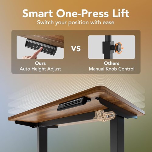 HUANUO Electric Standing Desk - Adjustable Height with 4 Memory Settings | 32" Black Walnut for Home Office