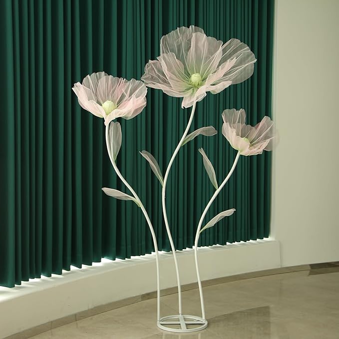 Wedding Decorations for Reception,5.6 Ft Big Artificial Silk Flowers,Giant Flowers for Decoration,Party Banquet Decor,Home Decor,Photographic Props,Shop Window Display（Green and Pink）