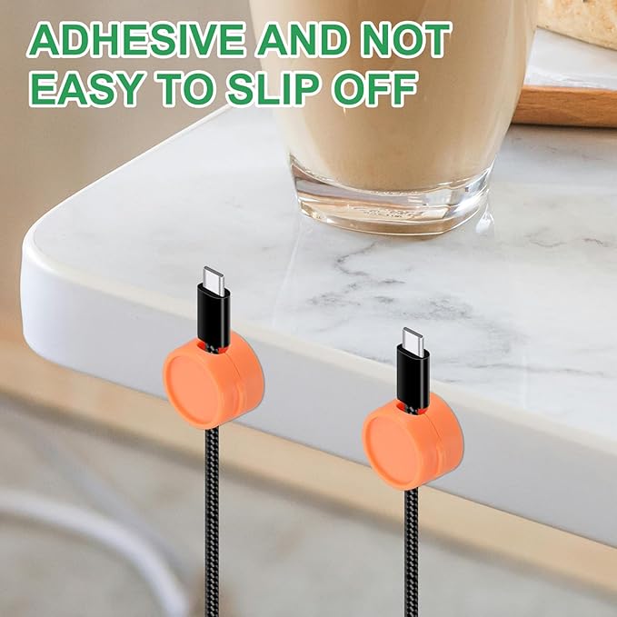 PATIKIL Cable Organizer Holder, 3 Pcs Magnetic Spring Desk Cable Management Clips Adhesive Cord Holder Keeper for Office Desktop Wall Car, Orange