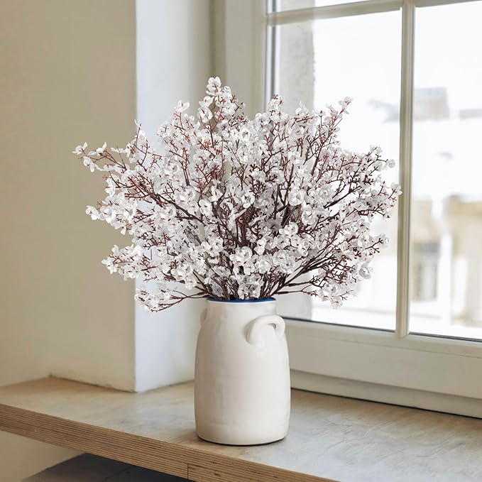 Babys Breath Artificial Flowers, 8 Bundles Real Touch Silvery Fake Flowers Silk Flowers Bulk for Vase Home Office Wedding Spring Christmas Indoor Outdoor Centerpiece Table Party Decorations