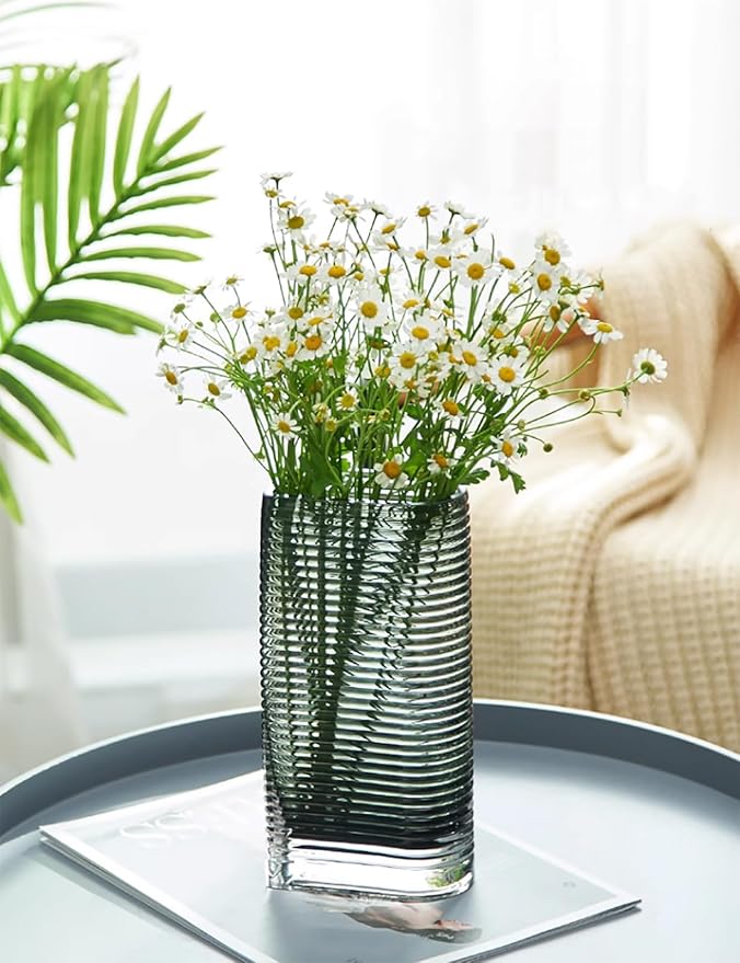 Modern Minimalist Glass Horizontal Stripe Crystal Dry Vase