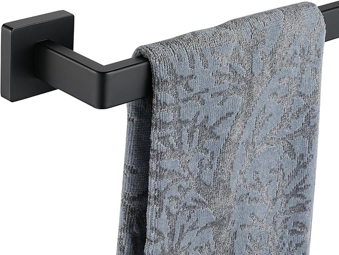 JQK Black Towel Bar, Rounded Edges 20.41 Inch Towel Rack, 304 Stainless Steel Bathroom Wall Mount, Useable Length 18 Inch, TB250L18-PB