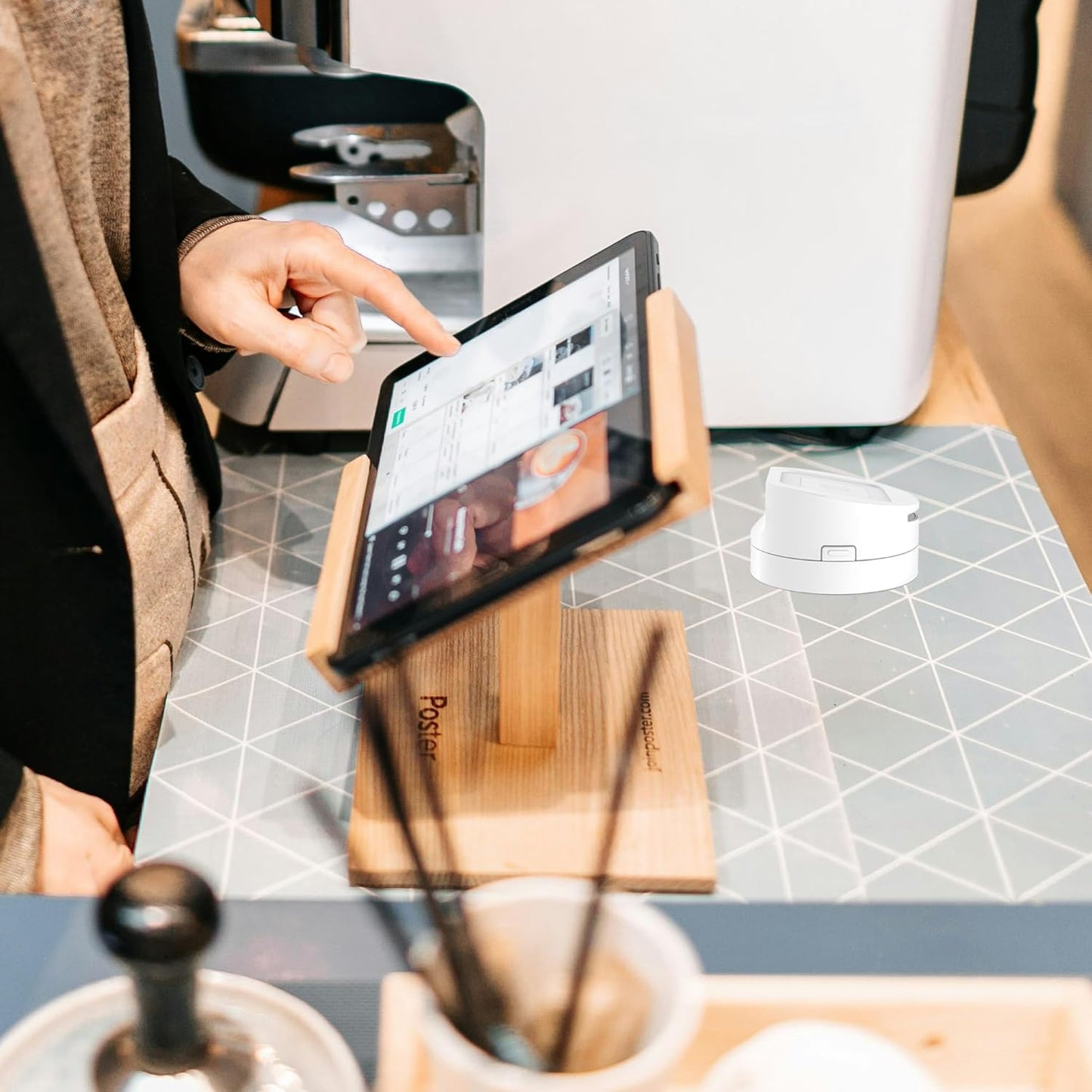 Square Dock for Square Reader - Elegant White Case with Anti-Sleep Feature & 1.5m Cable