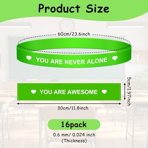 ROOKEA Chair Bands for Kids - Sensory Tools for Fidgety Feet | Green ADHD Classroom Essentials (16 Pcs)