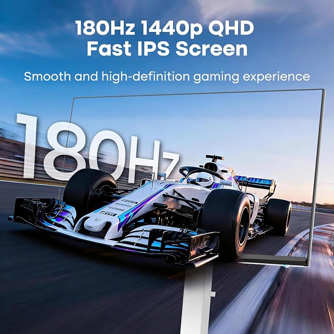 Amzfast 24 Inch Gaming Monitor 180Hz QHD 2k 2560 ×1440p Monitor, 1ms G-SYNC Compatible,Built-in Speakers,96% DCI-P3,HDR10, Height Adjustable, IPS Monitor with HDMI 2.0 x 2 & DP 1.4 x 2, AMZG24F6Q