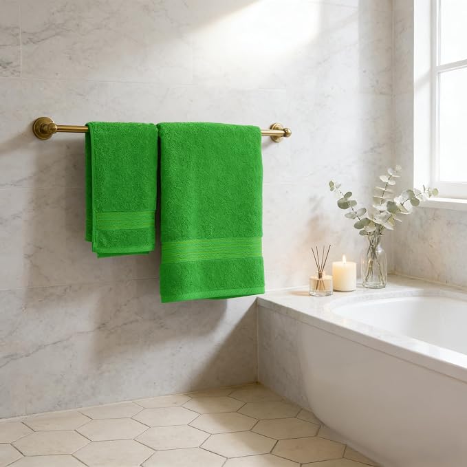 COZYART Classic Green Bath Towels for Bathroom 6 Pcs, Turkish Cotton Bath Towel Set Super Soft Highly Absorbent Durable 650 GSM Shower Towels for Daily Use