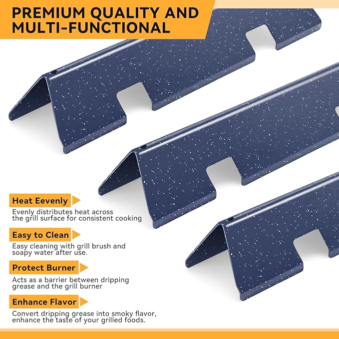 KifonMetals 15.3 Inch Flavorizer Bars for Weber Spirit I & II 200 Gas Grill with Front-Mounted Knobs, for Spirit E210 S210 E220 S220, Porcelain Steel, 3 PCS, for Weber Spirit Grill Parts 7635