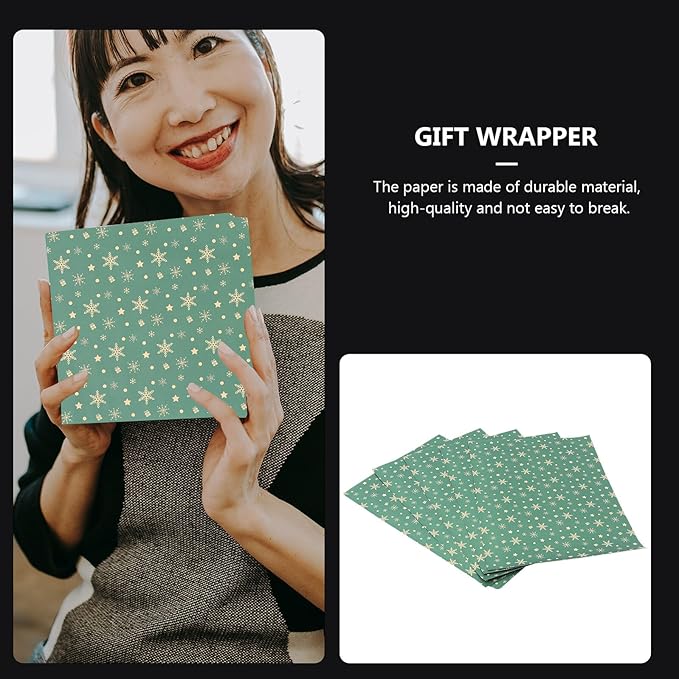 GALPADA 5pcs Vintage Christmas Wrapping Paper Kraft DIY Present Packaging for Bouquet Seasonal Festival Celebration