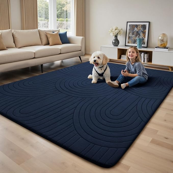 Sour Lemon 6x9 Area Rugs for Living Room,Soft Large Area Rug Modern Annualrings Rugs Machine Washable Area Rug,Non-Slip Rug Carpet for Bedroom Under Dining Table Home Office Decor