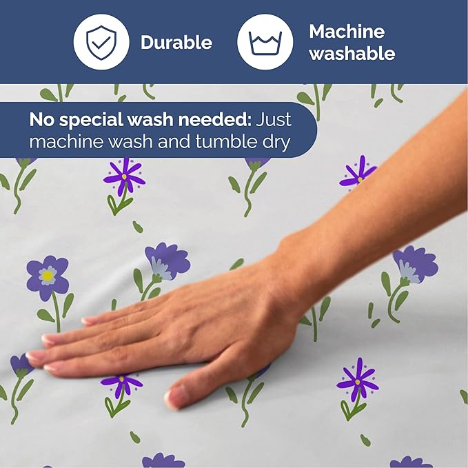 Floral Sheets - Purple Floral Bed Sheet Set - 1 Flat, 1 Fitted & 1 Pillowcase w/ Deep Pockets - Comfy, Wrinkle & Fade Free - Boho Botanical Bedding - Ultra-Soft, Breathable & Cooling - Twin Size Set