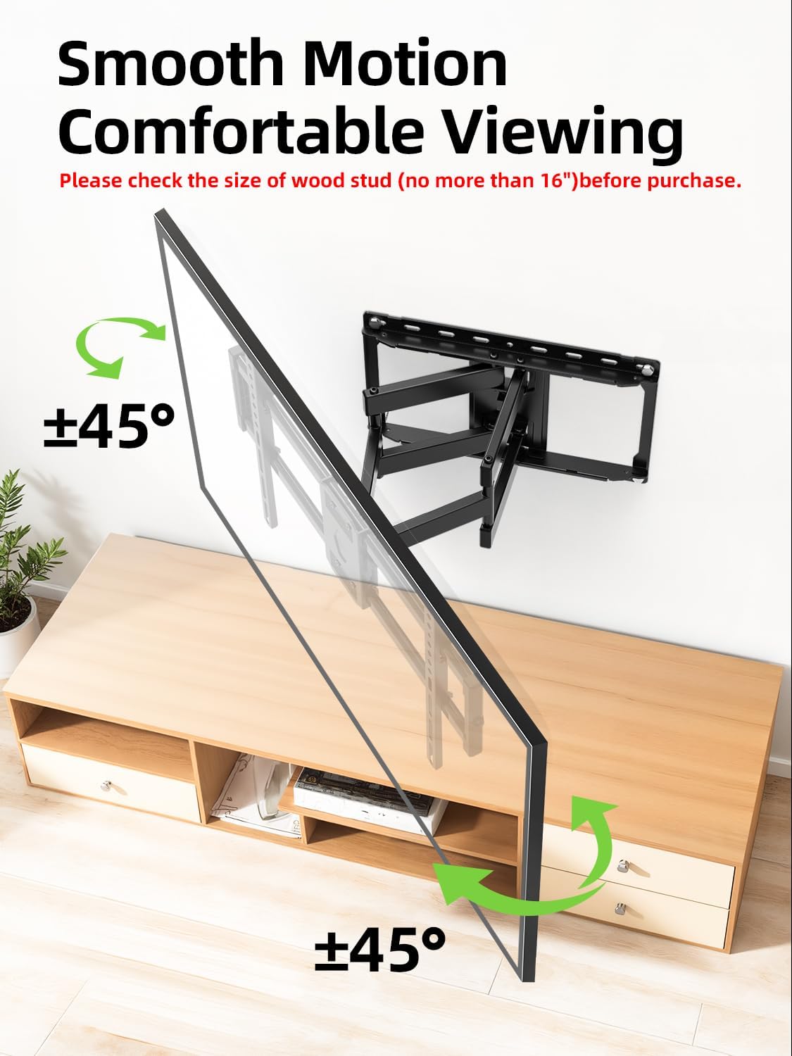 USX Mount Full Motion TV Wall Mount - Dual Swivel Articulating Tilt for 42-90 Inch TVs | VESA 600x400mm, Holds 132lbs