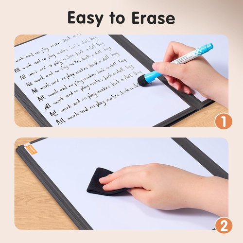 CoBak Portable Whiteboard - 6-Sided A4 Dry Erase Board with Pocket & 3 Markers | Anti-Ghosting Surface, Gift Box Included (Brown)