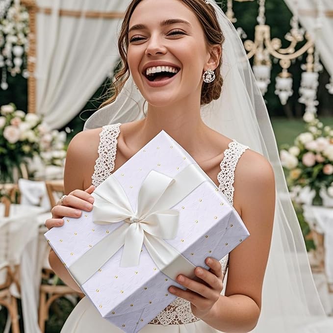 RUSPEPA White Wrapping Paper Roll, Mini Roll, Flower with Gold Dot Design Perfect for Wedding, Birthday, Anniversary, Bridal Shower, 17 Inches x 16.4 Feet