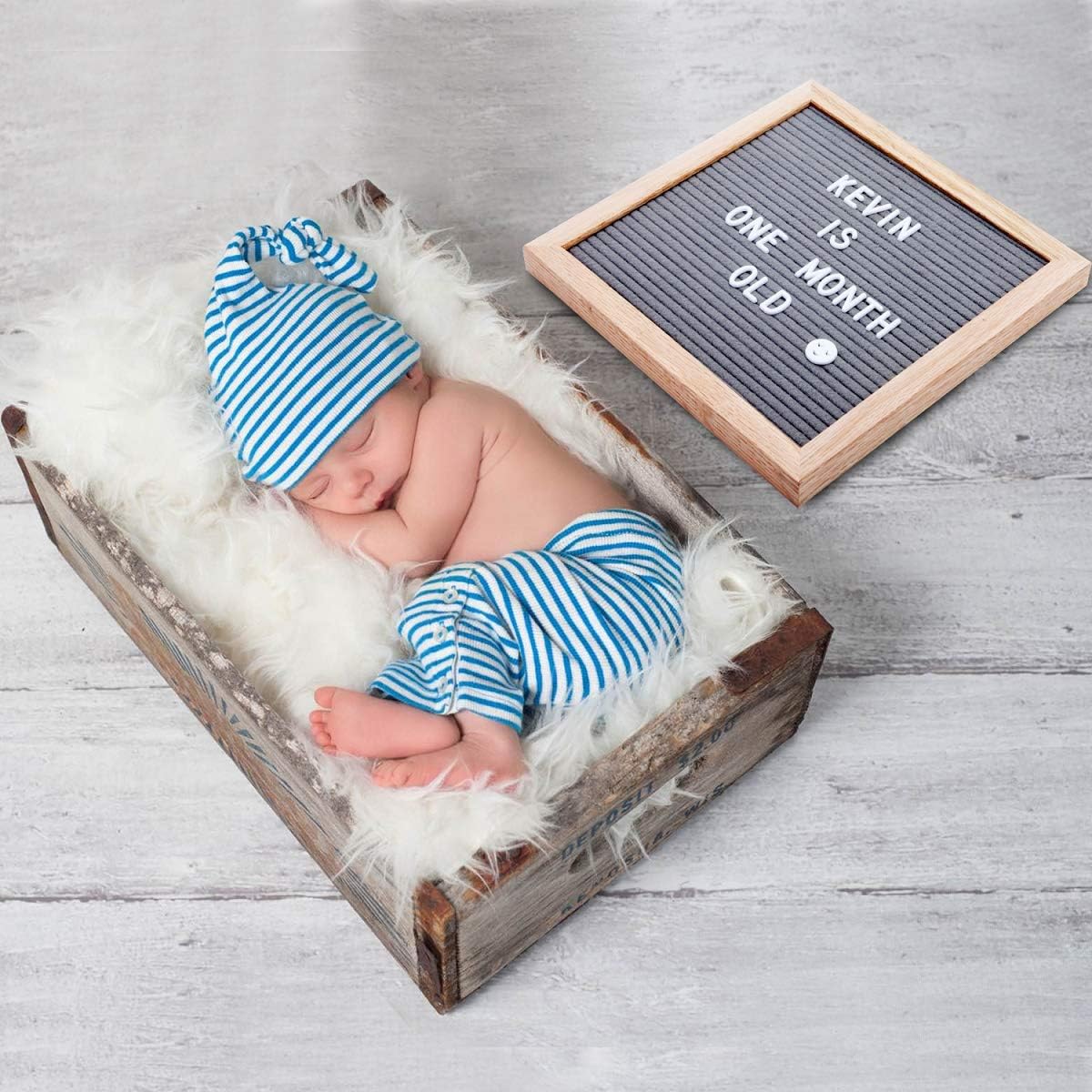 Skiennix Felt Letter Board - 10x10in Changeable Message Board with Precut Letters | Gray Felt & Oak Frame