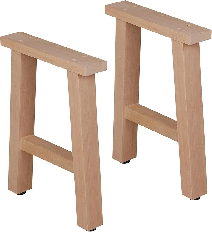 28" Wood Furniture Legs, Bench, Desk and Coffee Table Replacement Legs, Heavy Duty Furniture Feet, Square Unfinished Wooden Legs Set of 2, Home DIY Legs with Adjustable Levelers Screw-H Design