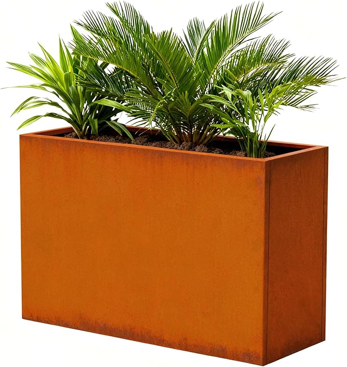 Corten Steel Metallic Heavy Planter 36" x 15" x 24" for Outdoor Plants Metal Outdoor Planter Spliced Flower Box with Partitions for Outside,Indoor,Garden (Corten, 36 * 15 * 24)