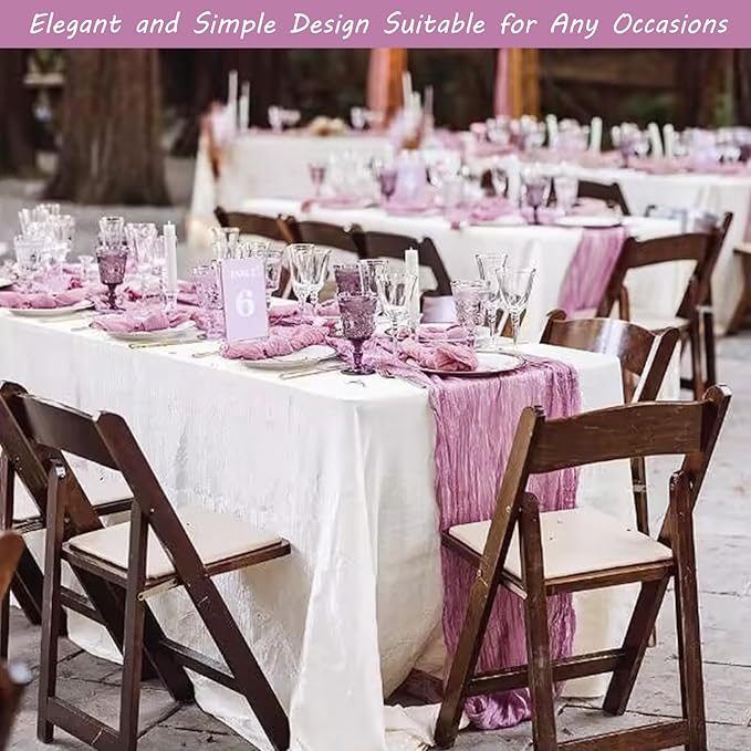 12 Pack 10Ft Cheesecloth Table Runner 35x120 Inch Boho Gauze Table Runner Rustic Cheese Cloth Long Romantic Table Runners for Wedding Bridal Shower Birthday Party Table Decor (Mauve)