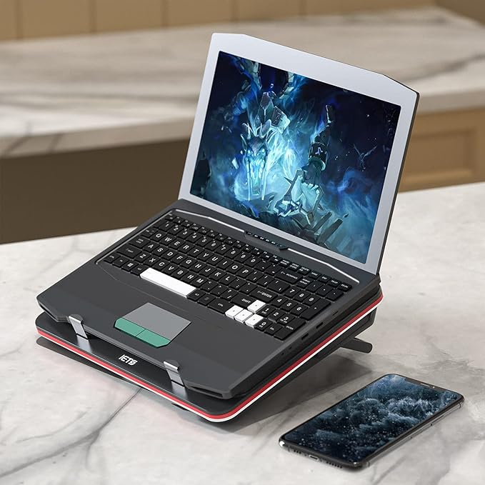 IETS GT500 Powerful Turbo-Fan (5000 RPM) Laptop Cooling Pad with Infinitely Variable Speed,Seal Foam for Rapid Cooling Gaming Laptop,13-17.3inch Laptop Cooler with 3-Port USB Hub