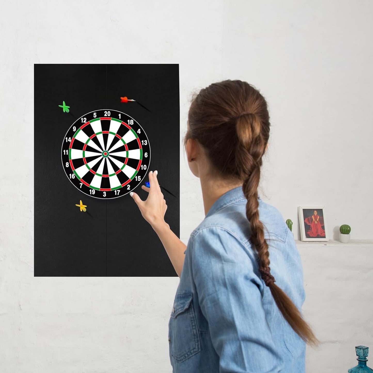 Skiennix Dart Board Wall Protectors - Black Felt Tiles for Cork Dartboard Backing | 36" H x 25" W x 0.5" Thick