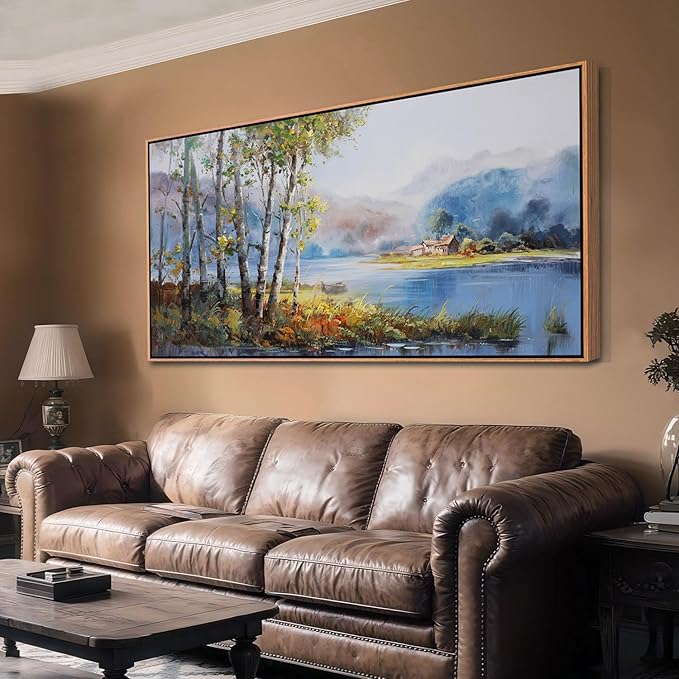 Arjun Framed Forest Picture for Living Room, Wall Art for Bedroom Nature Painting Wall Decor, Office Artwork Home Dining Room Large 40"x20"