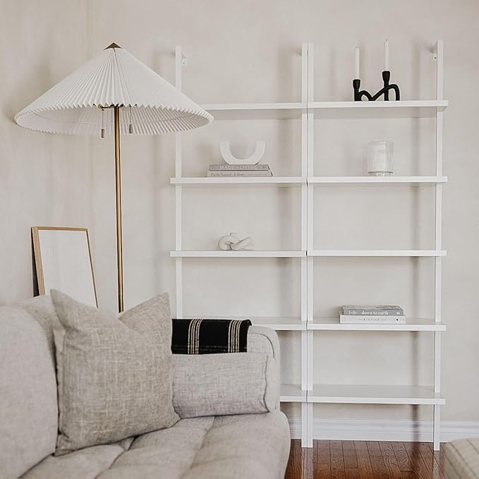 Nathan James White Ladder Bookcase with 5 Shelves