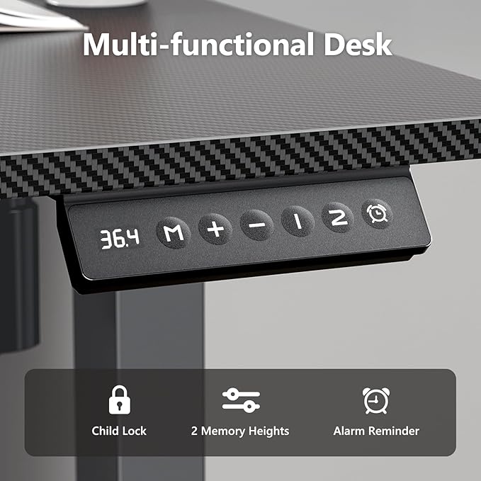Electric Standing Desk 48 x 24 Inches, Height Adjustable Sit Stand Home Office Computer Desk with Memory Presets,Carbon Fiber Black