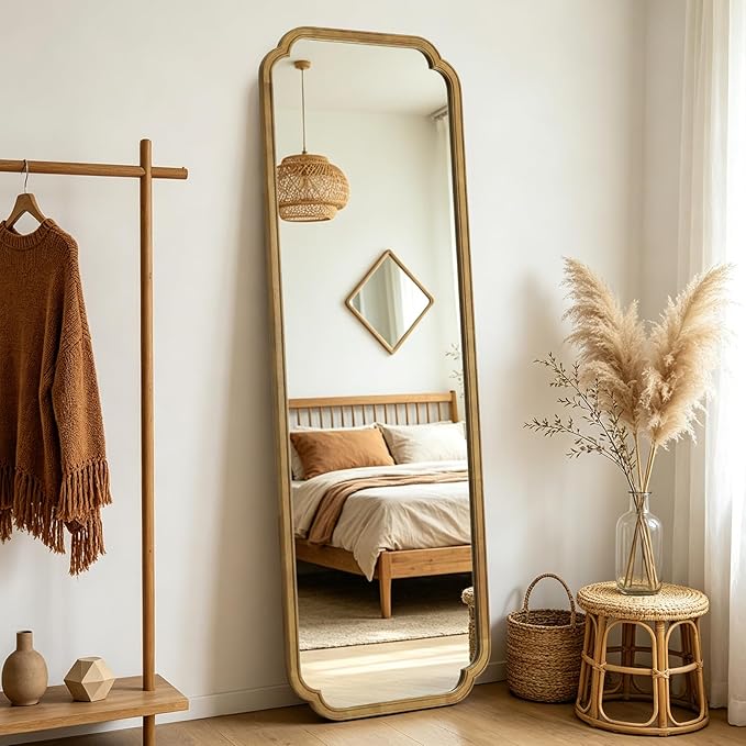 WallBeyond Full Length Mirror Wall Mounted 71"x24", Rustic Wooden Frame Floor Mirror, Large Full Body Mirror for Bedroom, Leaning or Hanging Against Wall (Natural Solid Wood)