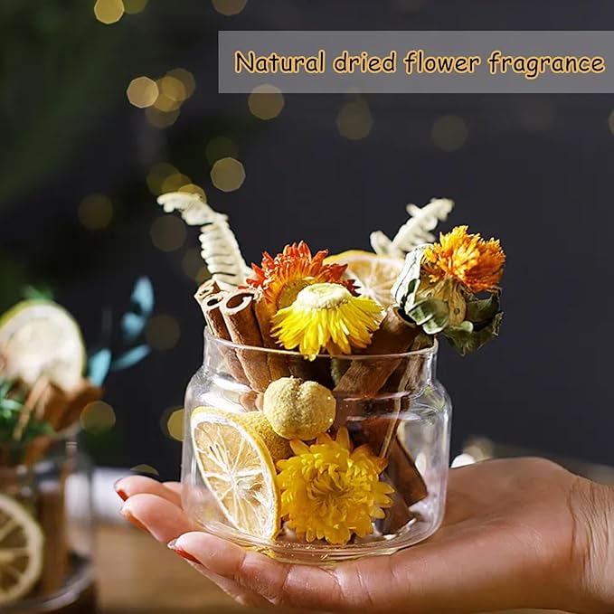 DIY Dried Flower Aromatherapy Kit with Natural Plant Essential Oils, Naturally Dried Flowers and Herbs Ornaments for DIY Flower Craft, Vintage Holiday Decor, Christmas (#C)